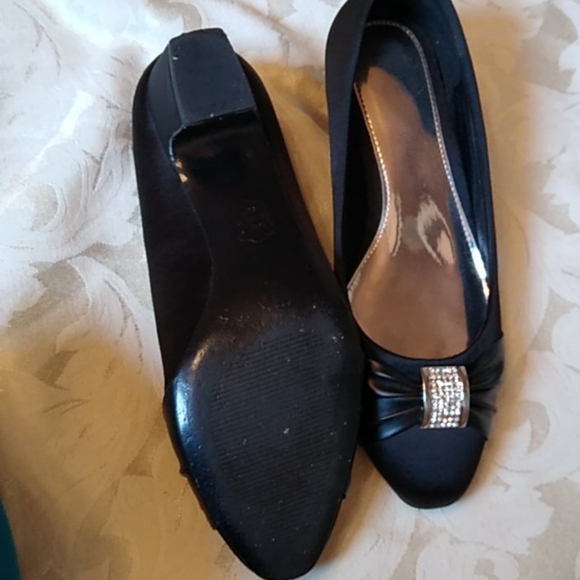 Girls Black Heels with Silver Rhinestones - Picture 3 of 6